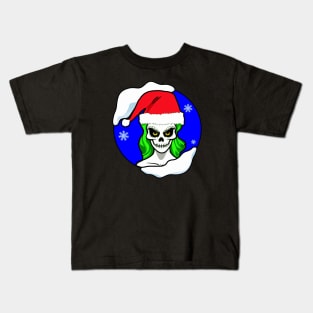 Christmas Skeleton Skull Girl Kids T-Shirt